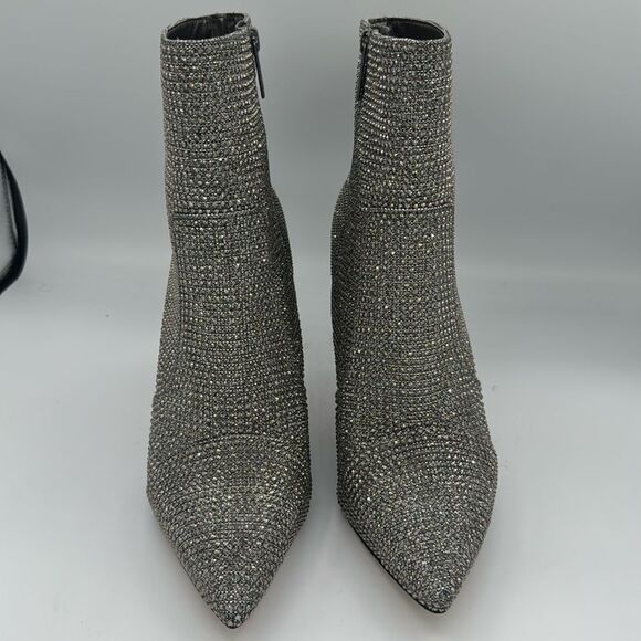 New Michael Michael Kors Rue Stiletto Booties Size 11 Silver Rhinestone - Picture 3 of 13